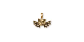 British Shorthair Angel Pendant Jewelry Gold Vermeil Handmade Cat Pendant BRS6-APVM