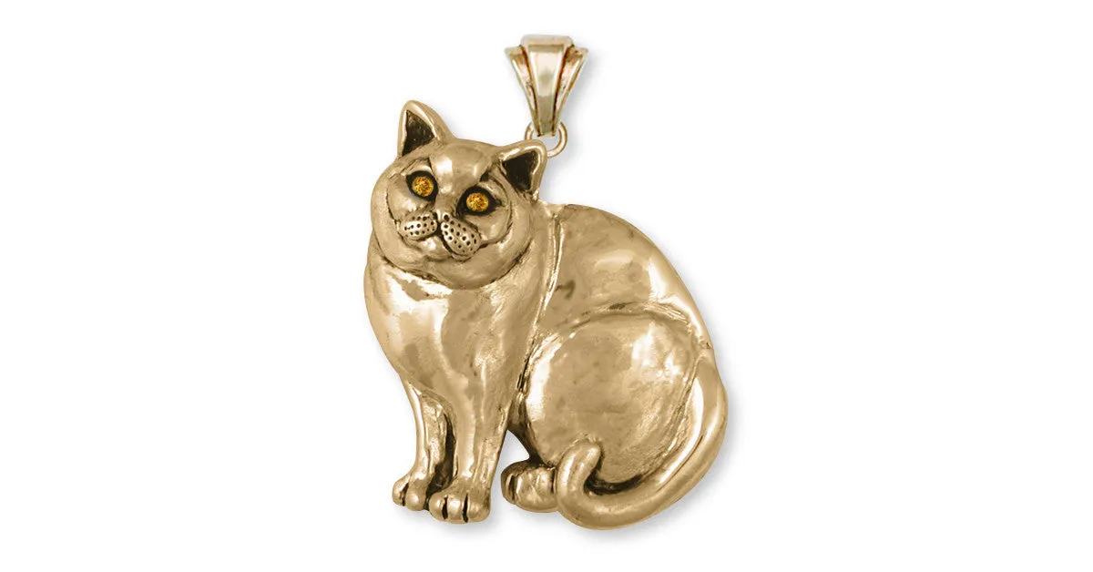 British Shorthair Pendant Jewelry Gold Vermeil Handmade Cat Pendant BRS10-SPVM