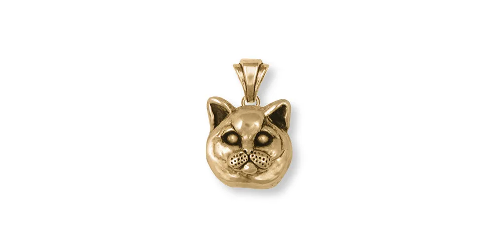 British Shorthair Pendant Jewelry Gold Vermeil Handmade Cat Pendant BRS9-PVM