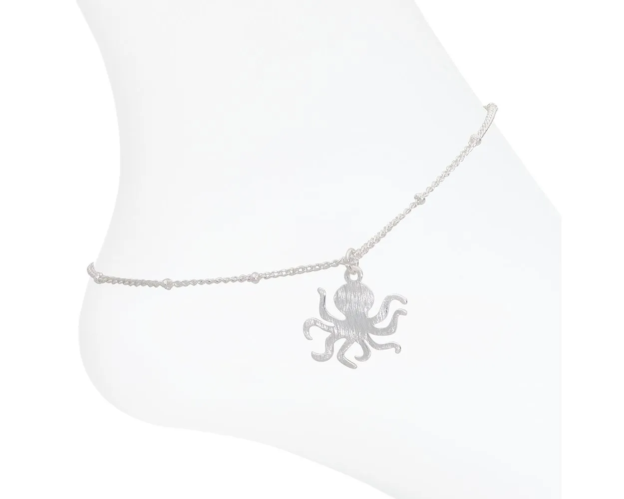 Brushed Silver Octopus Anklet