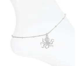 Brushed Silver Octopus Anklet