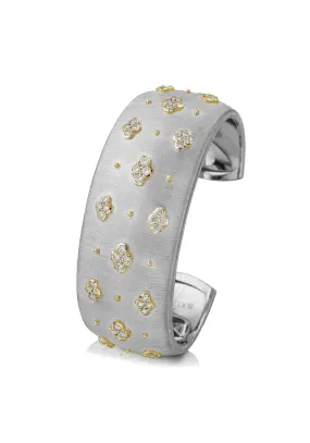 Buccellati Macri AB 18KWG Diamond Cuff Bracelet