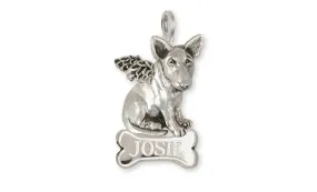 Bull Terrier Angel Pendant Handmade Sterling Silver Dog Jewelry BU9-ANP