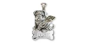 Bulldog Angel Pendant Jewelry Sterling Silver Handmade Dog Pendant BD23-ANP