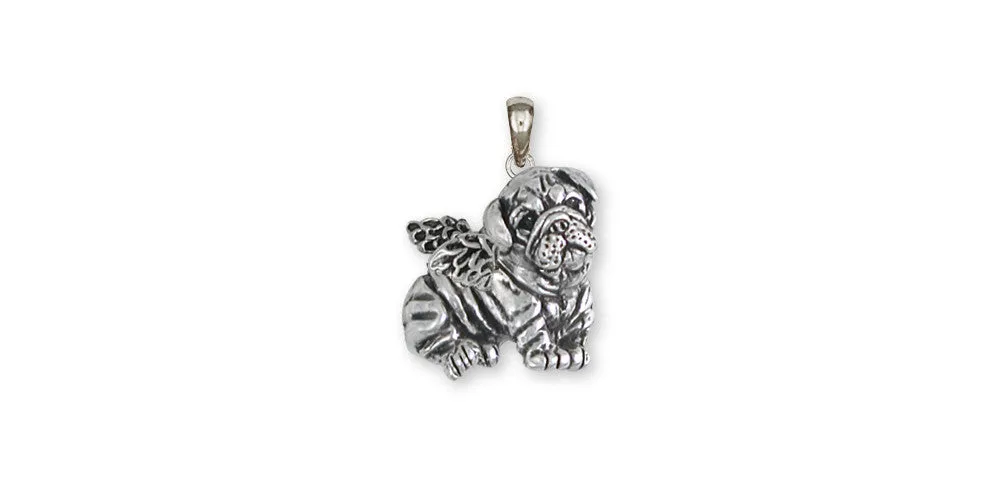 Bulldog Angel Pendant Jewelry Sterling Silver Handmade Dog Pendant BD28-AP