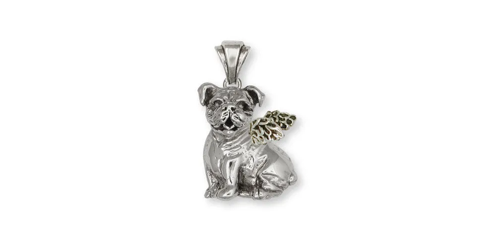 Bulldog Angel Pendant Jewelry Sterling Silver Handmade Dog Pendant D016-AP