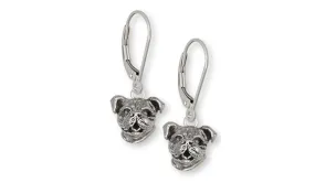 Bulldog Earrings Jewelry Sterling Silver Handmade Dog Earrings D016H-LB