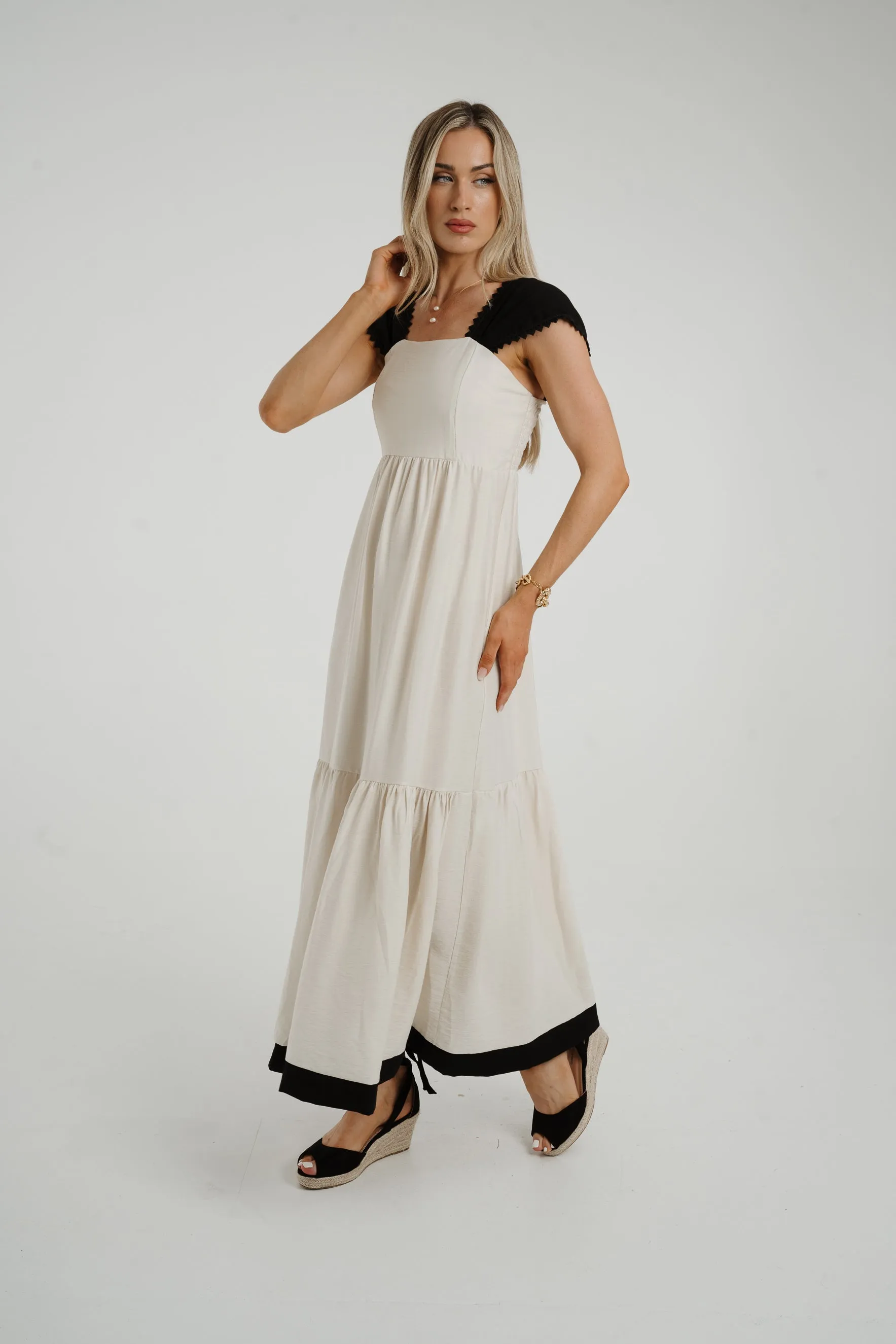 Caitlyn Midi Dress In Neutral & Black