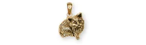 Cat Jewelry 14k Gold Handmade Cat Pendant  MN4-PG