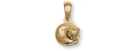 Cat Jewelry 14k Gold Vermeil Handmade Cat Pendant  CT38-PVM