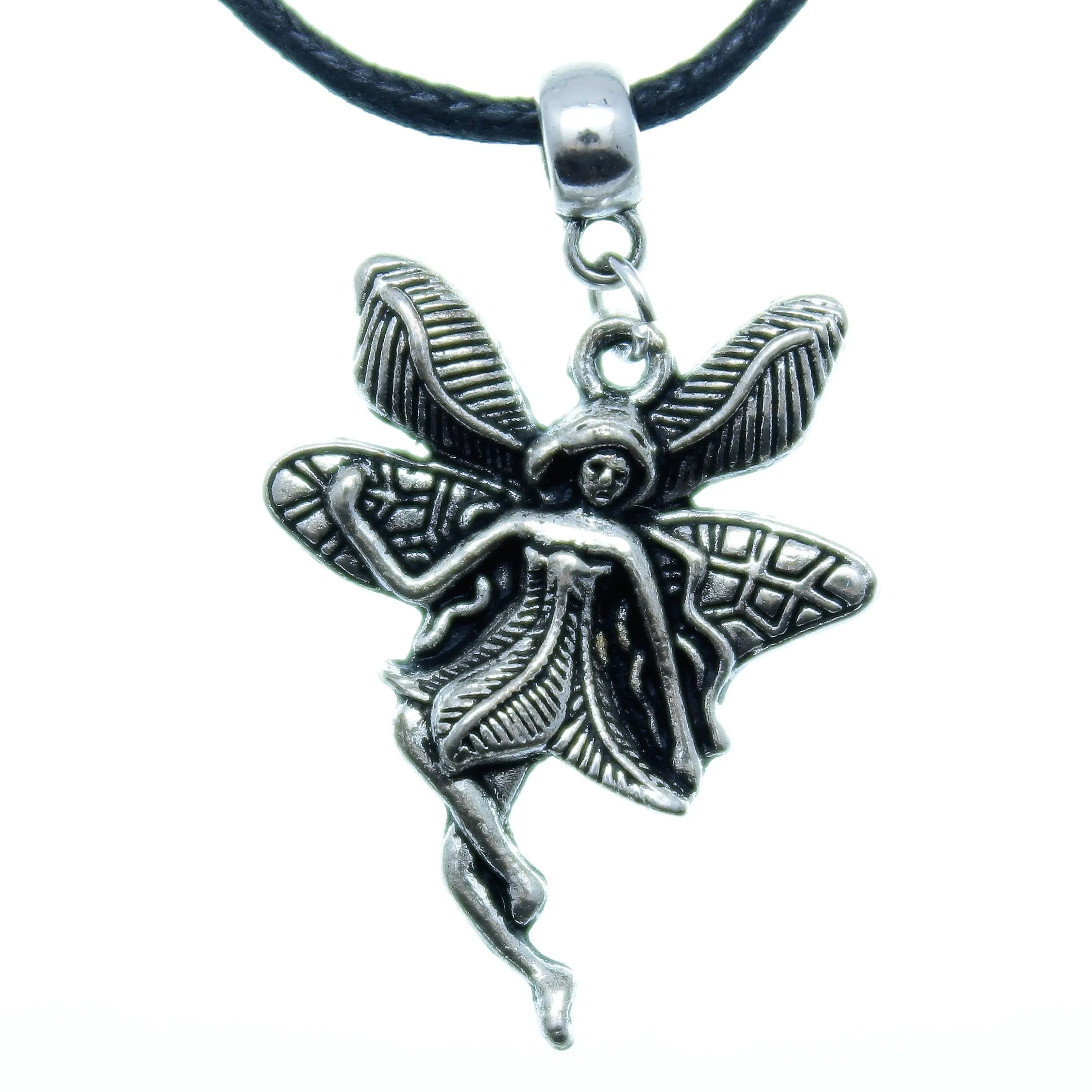 Charm Necklace Black Silver JWL-NLCB-CHM10019 Fairy on Bail