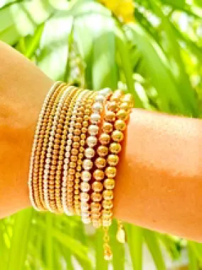 Classic Ball Two Tone Bead Bracelets (Stretchy)