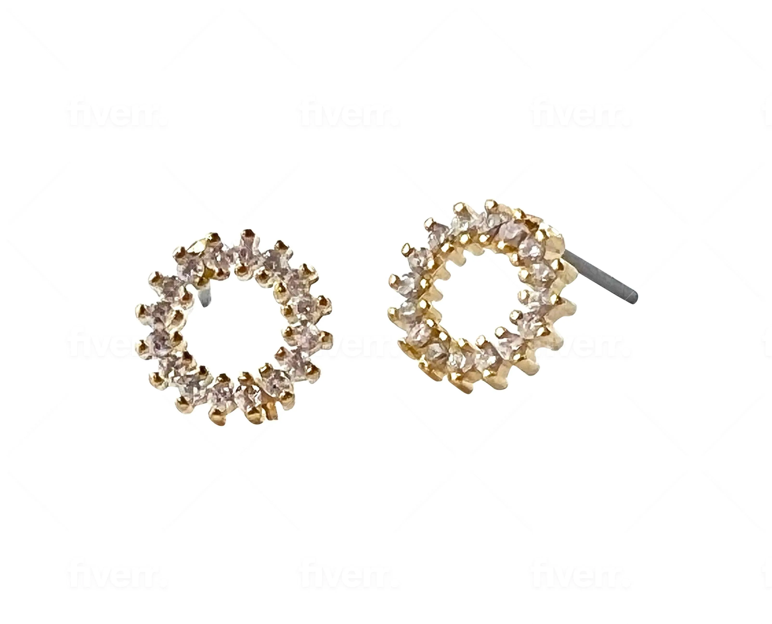 Cubic Zirconia Circle Stud Earrings