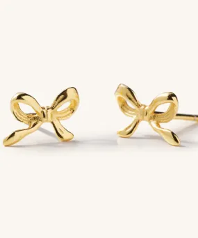 Dainty Bow Stud Earrigs - Gold