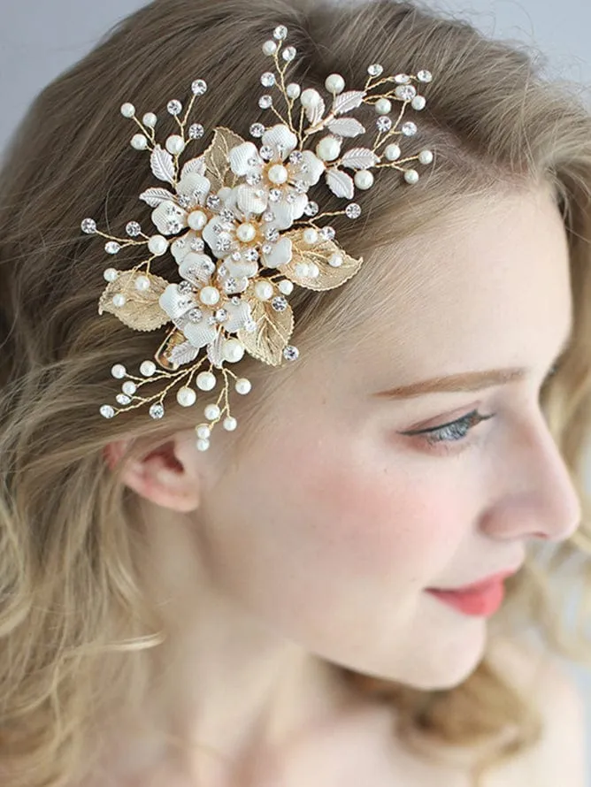 Delicate Handmade Floral Decoration Headwear Pearl Hairpin