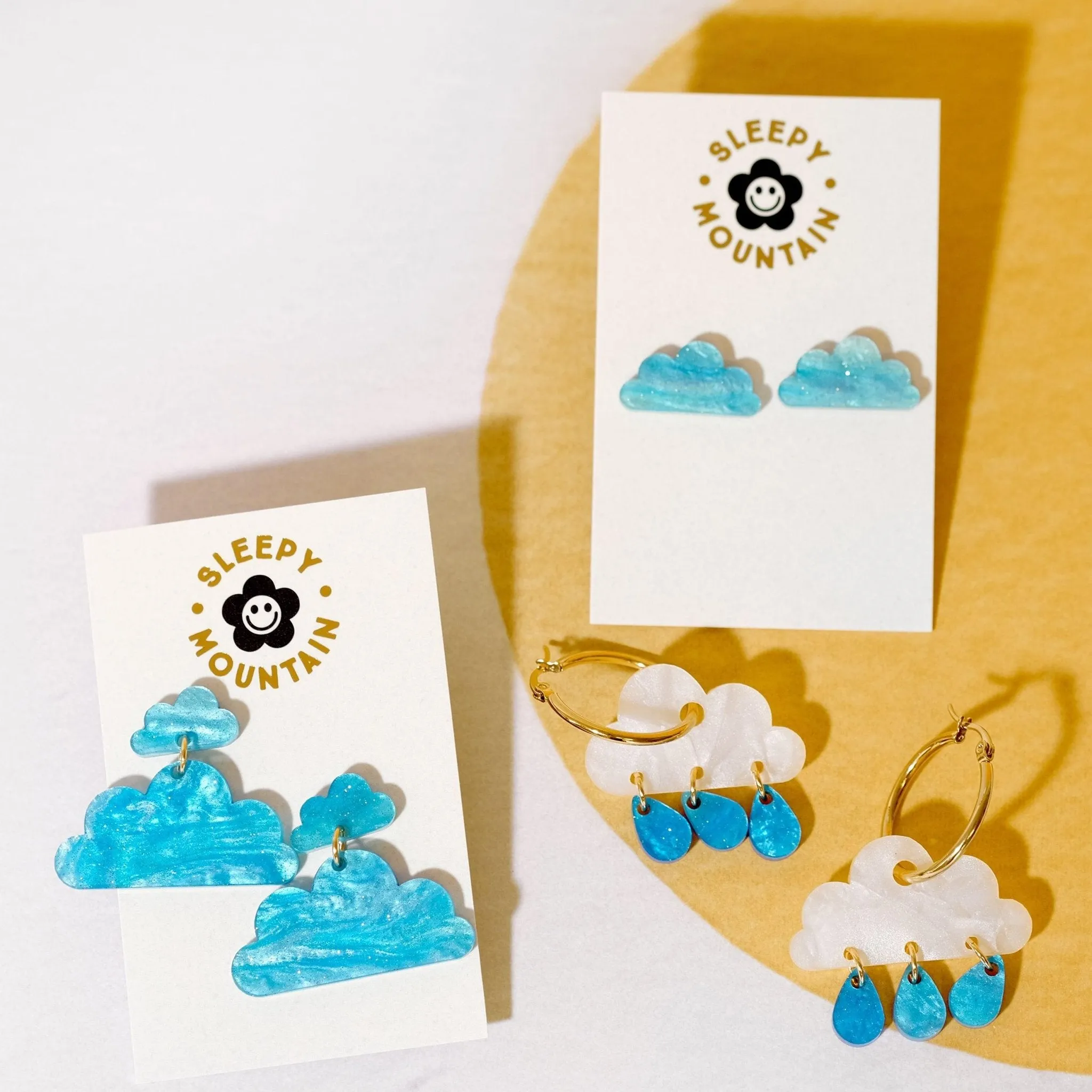 Double Cloud Dangle Earrings