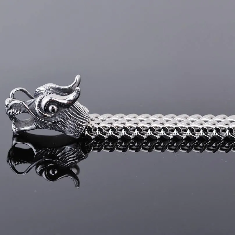 Double Dragon Heads Stainless Steel Bracelet