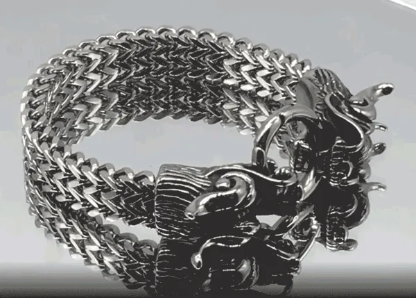 Double Dragon Heads Stainless Steel Bracelet