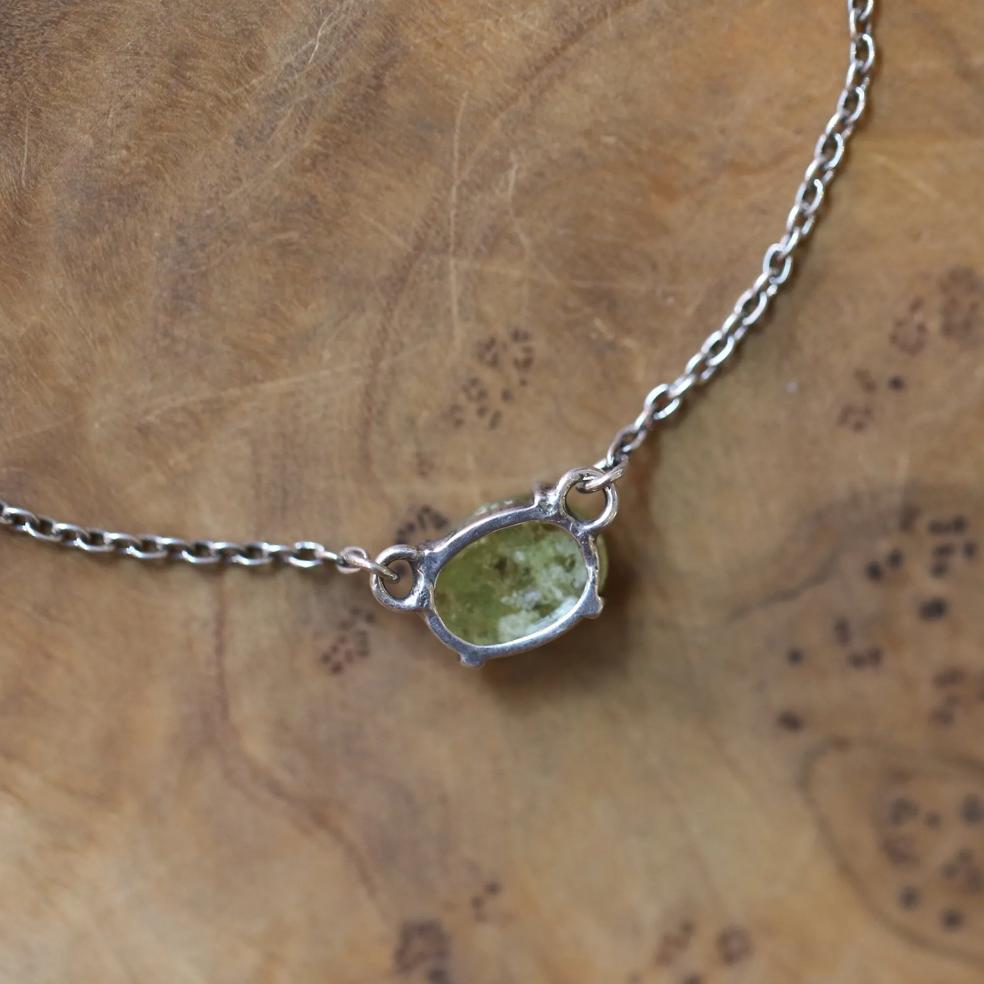 Faceted Green Garnet Necklace - Garnet Pendant - Green Garnet Jewelry - .925 Sterling Silver