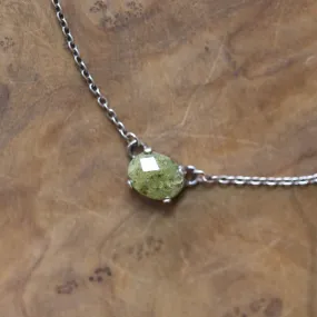 Faceted Green Garnet Necklace - Garnet Pendant - Green Garnet Jewelry - .925 Sterling Silver