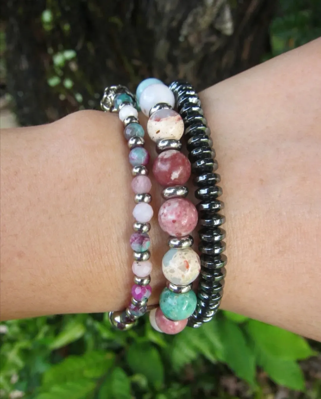 Female Goddess Mala Bracelet for Fertility, Balance, Empowerment w/ stainless steel Lotus Charm