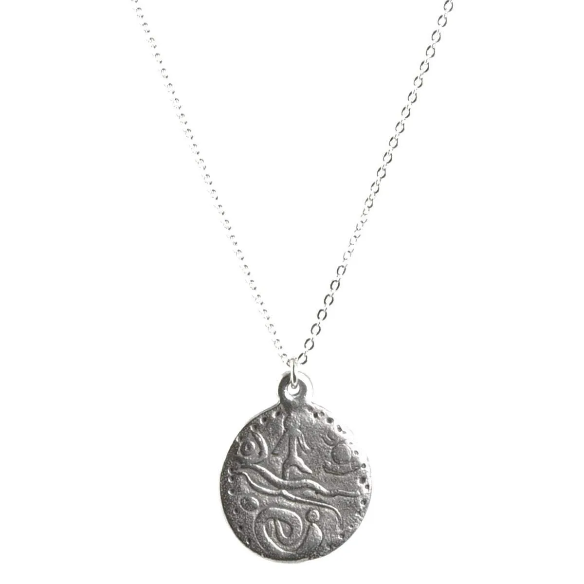 Finished Jewelry-Minimalist Jewelry-Silver Ancient Disc Pendant Necklace-18 Inches