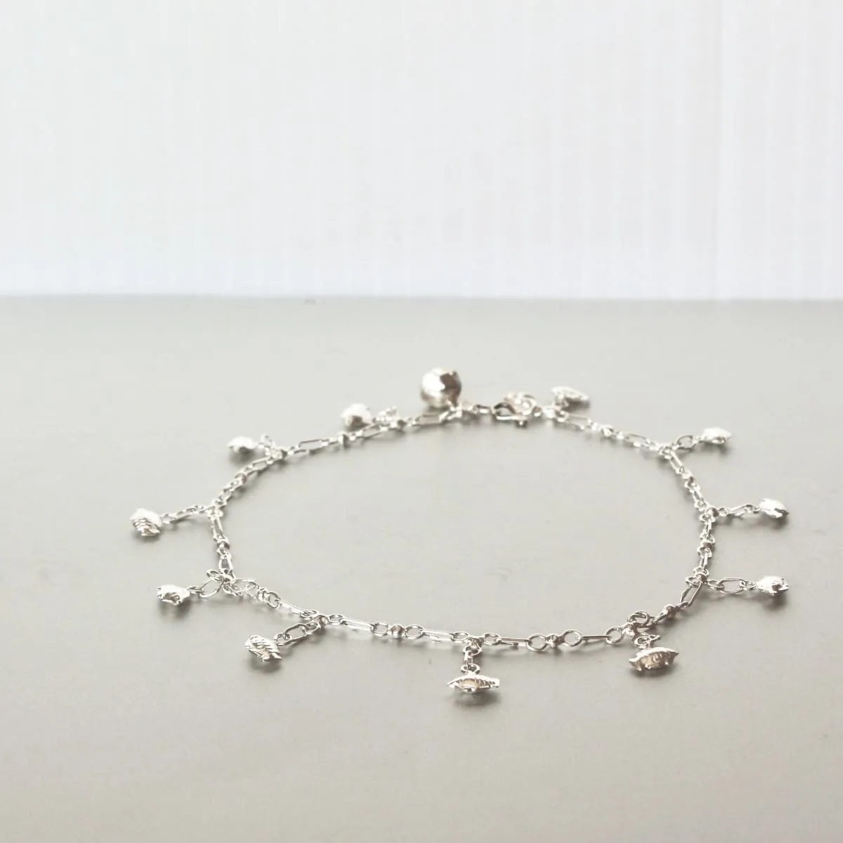 Fish Charm Silver Anklet, Silver Bell, Minimalist Silver Anklet, Delicate Anklet, Womens Gift, Simple Anklet, Beach Wear Bohemisn, (AS75)