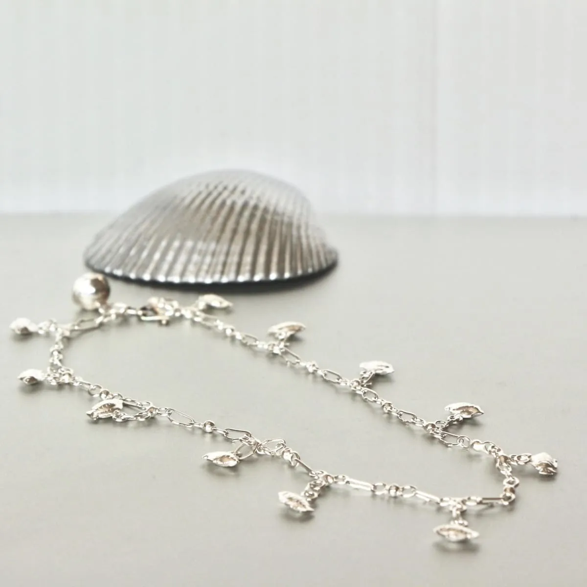 Fish Charm Silver Anklet, Silver Bell, Minimalist Silver Anklet, Delicate Anklet, Womens Gift, Simple Anklet, Beach Wear Bohemisn, (AS75)