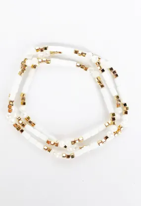 Frosted Stone Stretch Bracelet White