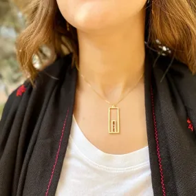 Gate to Old City Jerusalem Necklace | 21k Gold Plated | Stones from Palestinian Cities