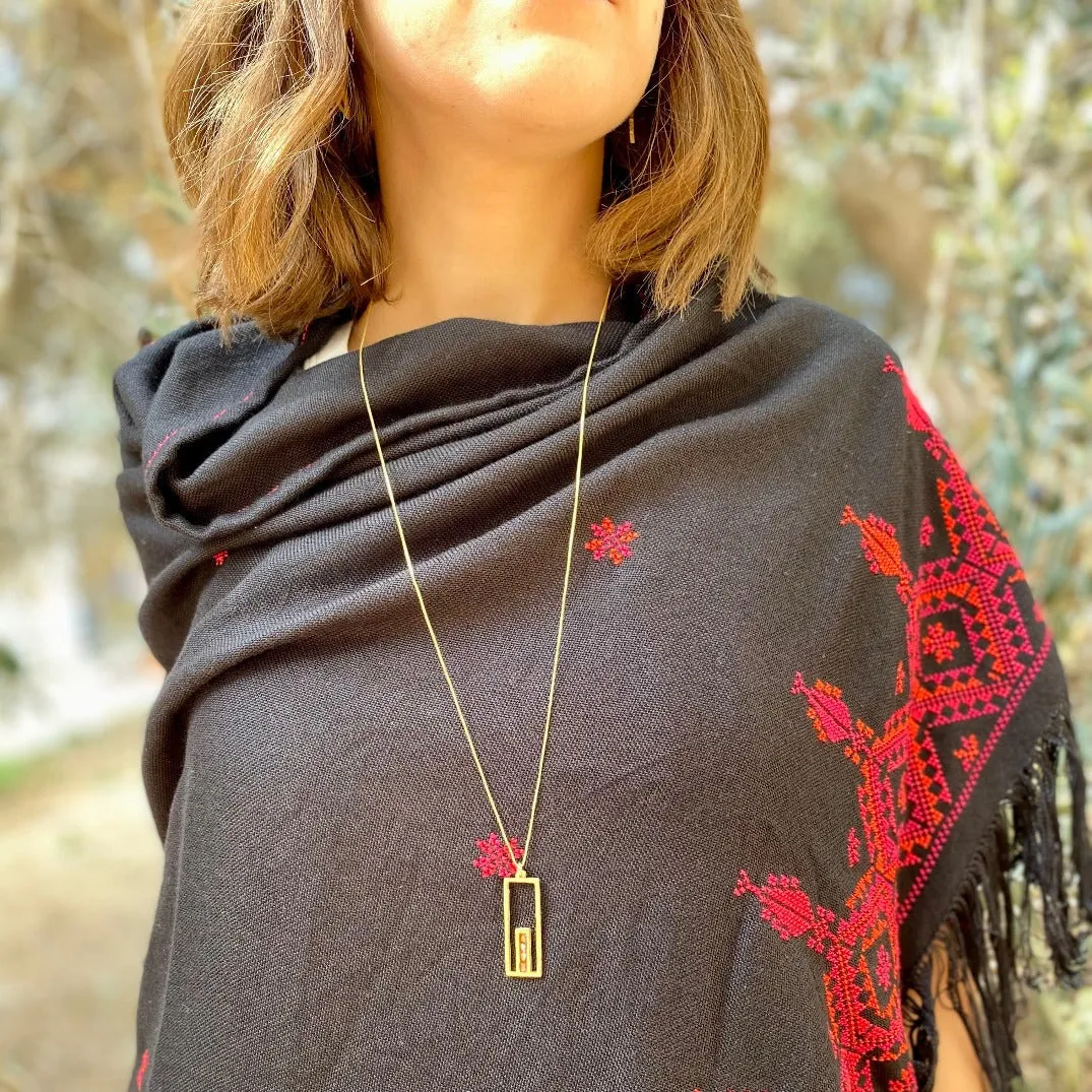 Gate to Old City Jerusalem Necklace | 21k Gold Plated | Stones from Palestinian Cities