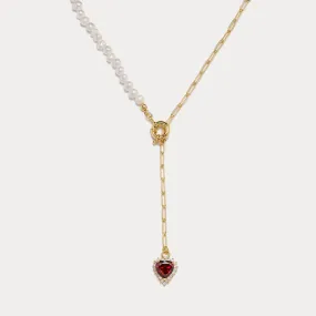 Gemstone Heart Pearl Necklace