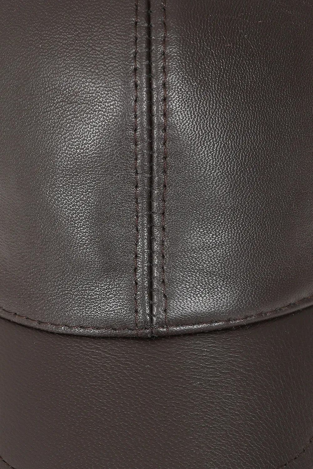 Genuine Dark Brown Leather Baseball Cap - Curve Peak