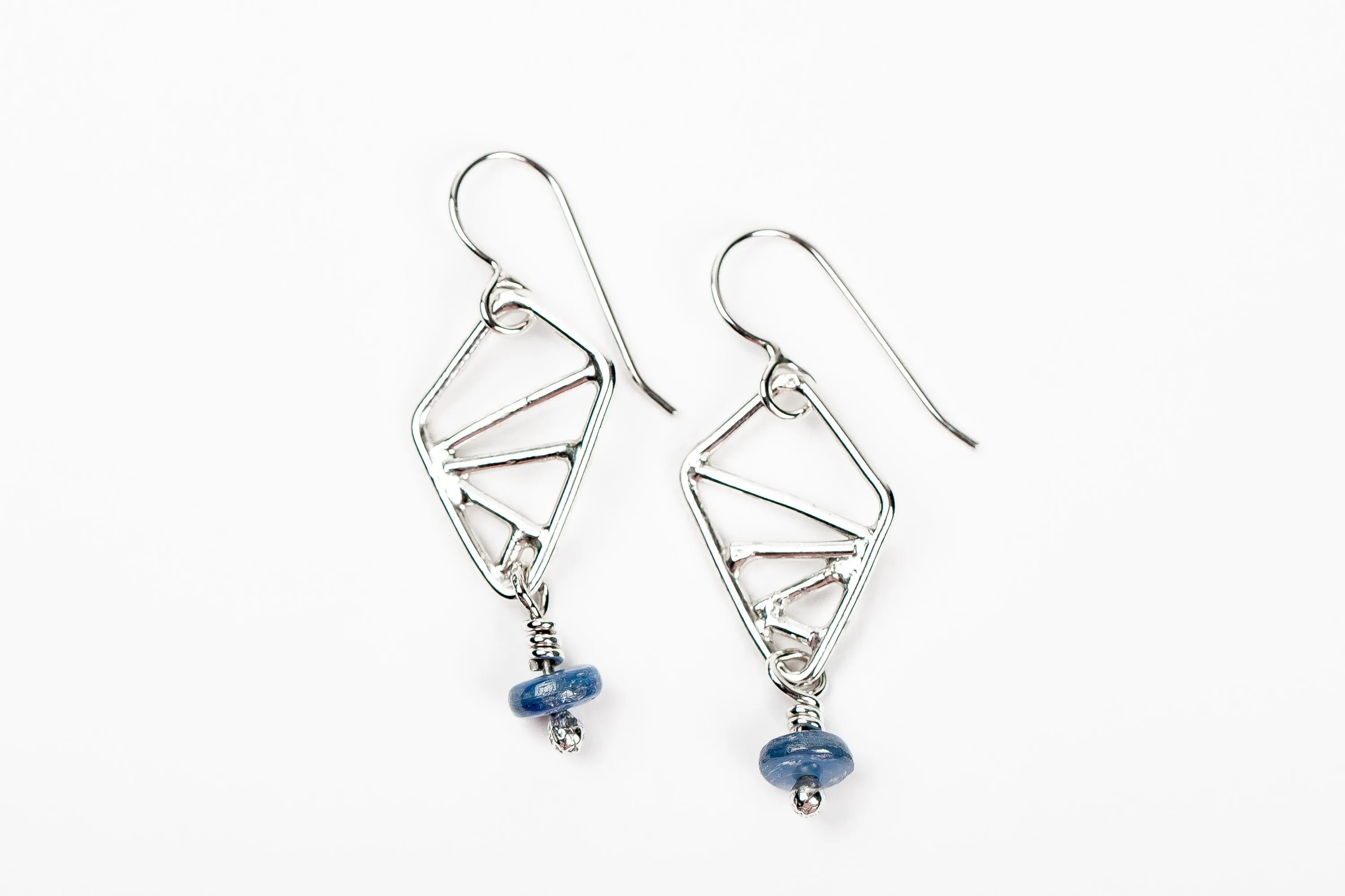 Geometric  Blue Kyanite  Earrings