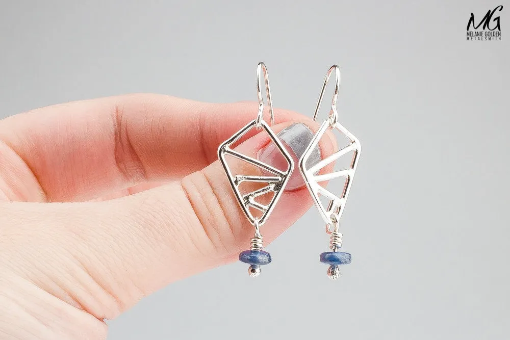 Geometric  Blue Kyanite  Earrings