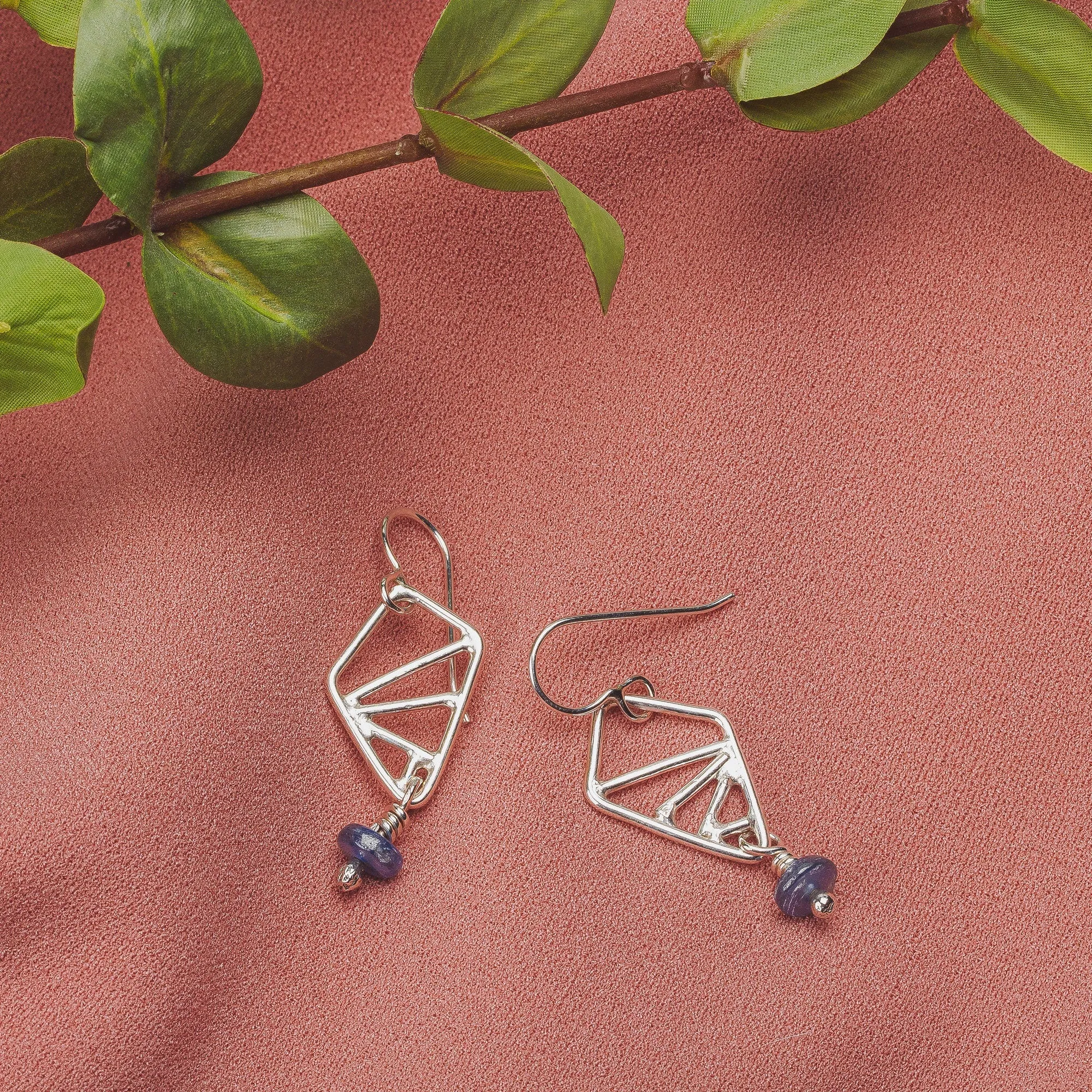 Geometric  Blue Kyanite  Earrings