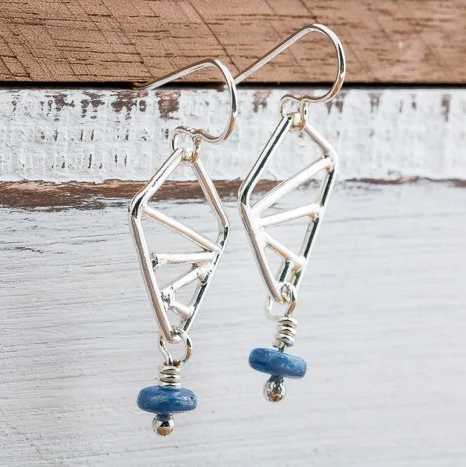 Geometric  Blue Kyanite  Earrings