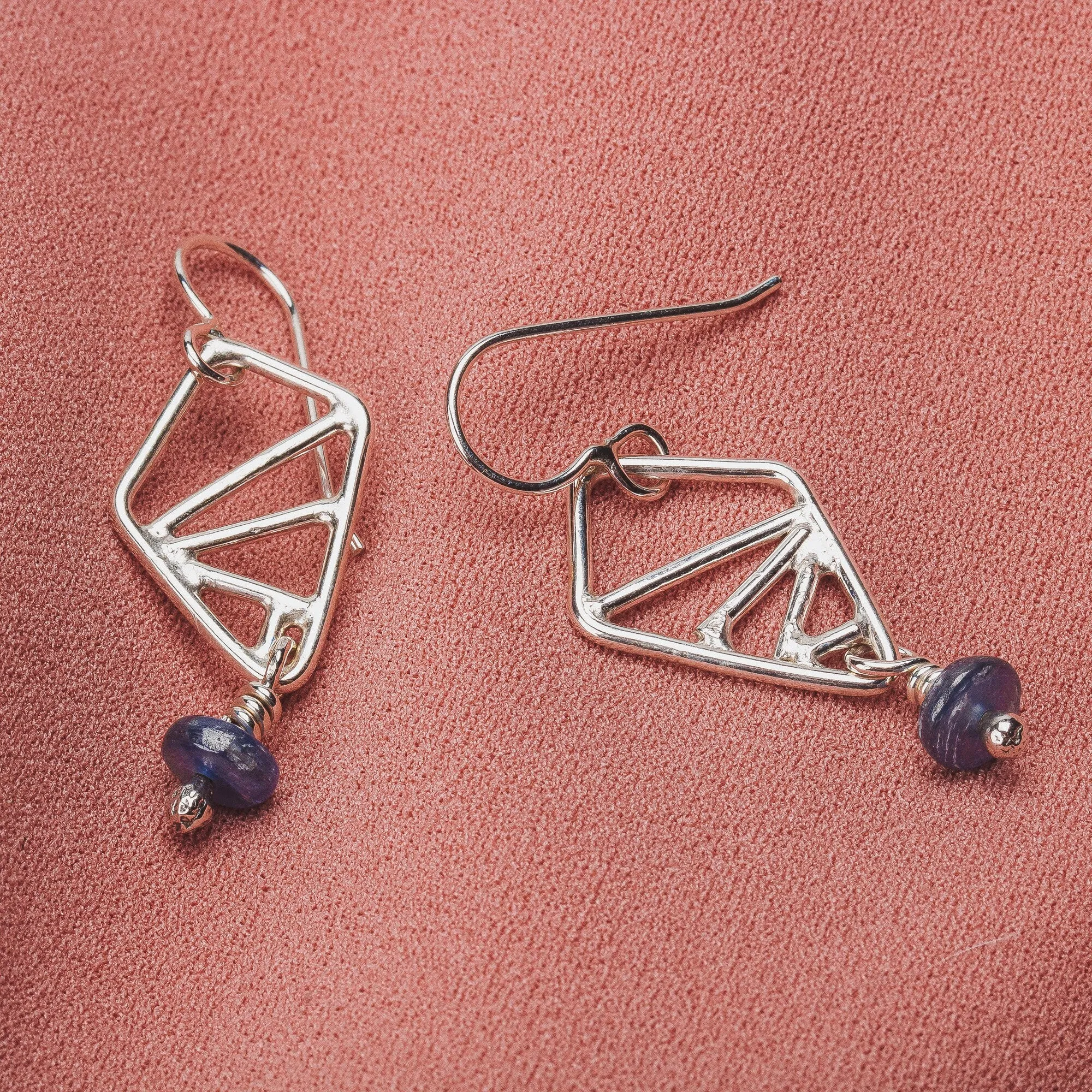 Geometric  Blue Kyanite  Earrings