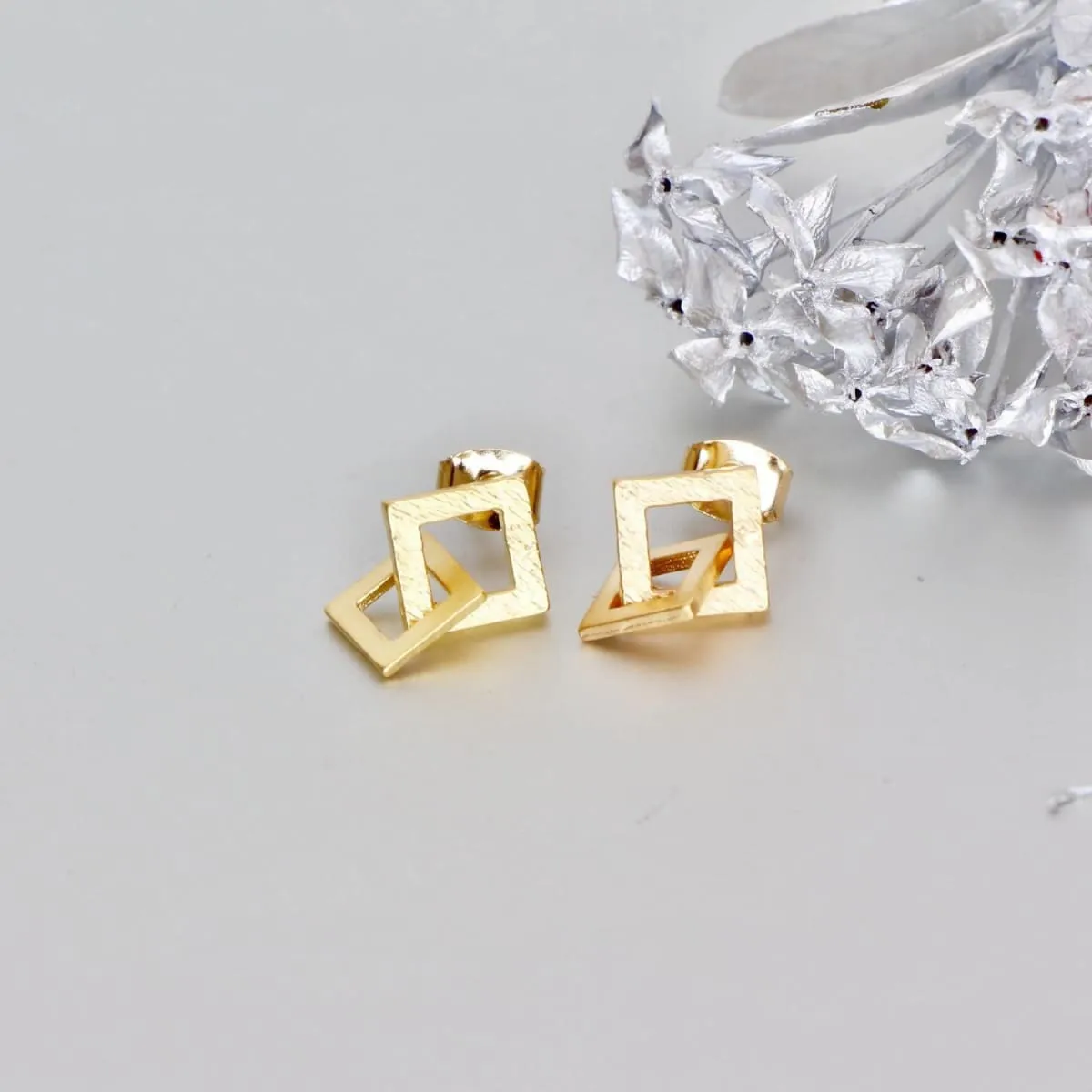 Geometric Earrings, Gold Dipped Earrings, Gifts For Her, Delicate Ear Studs, Bohemian Jewelry, Minimalist Jewelry, Casual Wear ME10