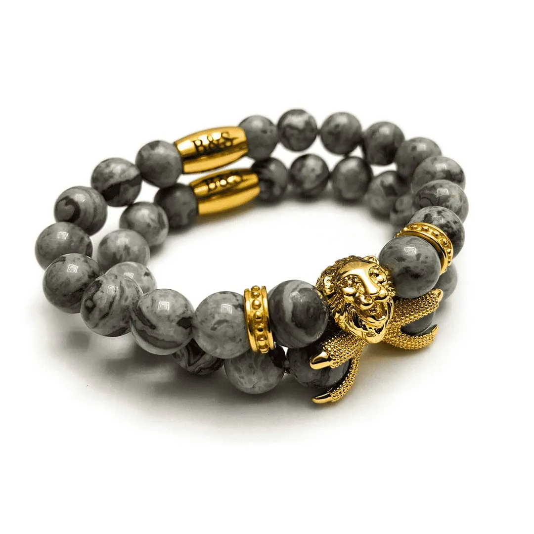 Gold Lion & Grey Stones Set