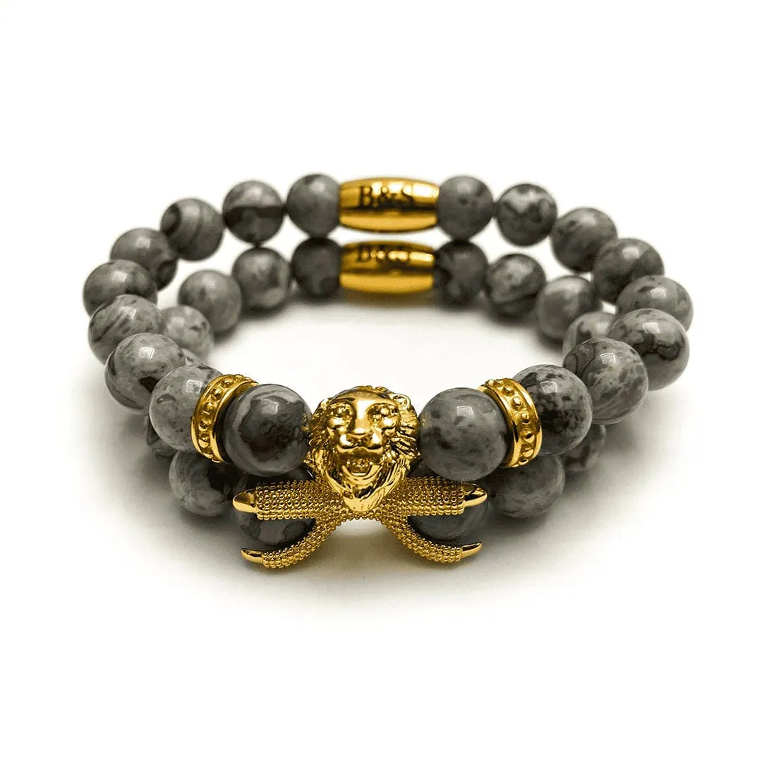 Gold Lion & Grey Stones Set