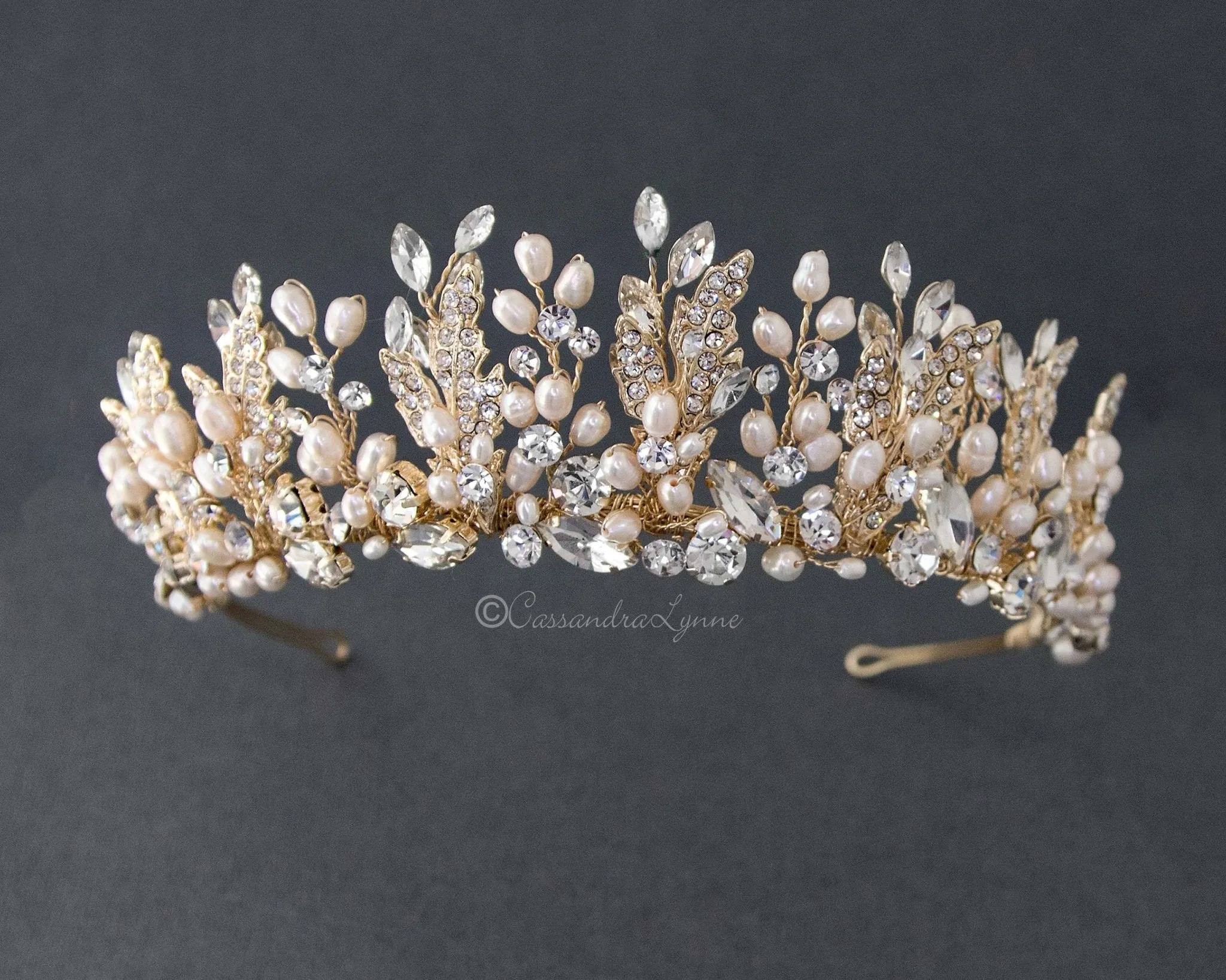 Gold Pearl Wedding Crown