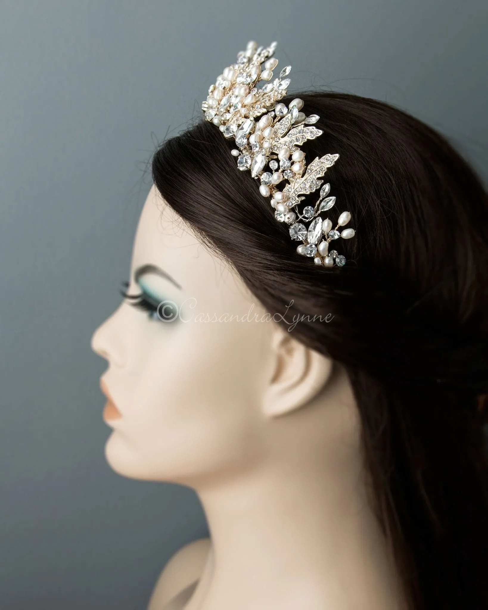 Gold Pearl Wedding Crown