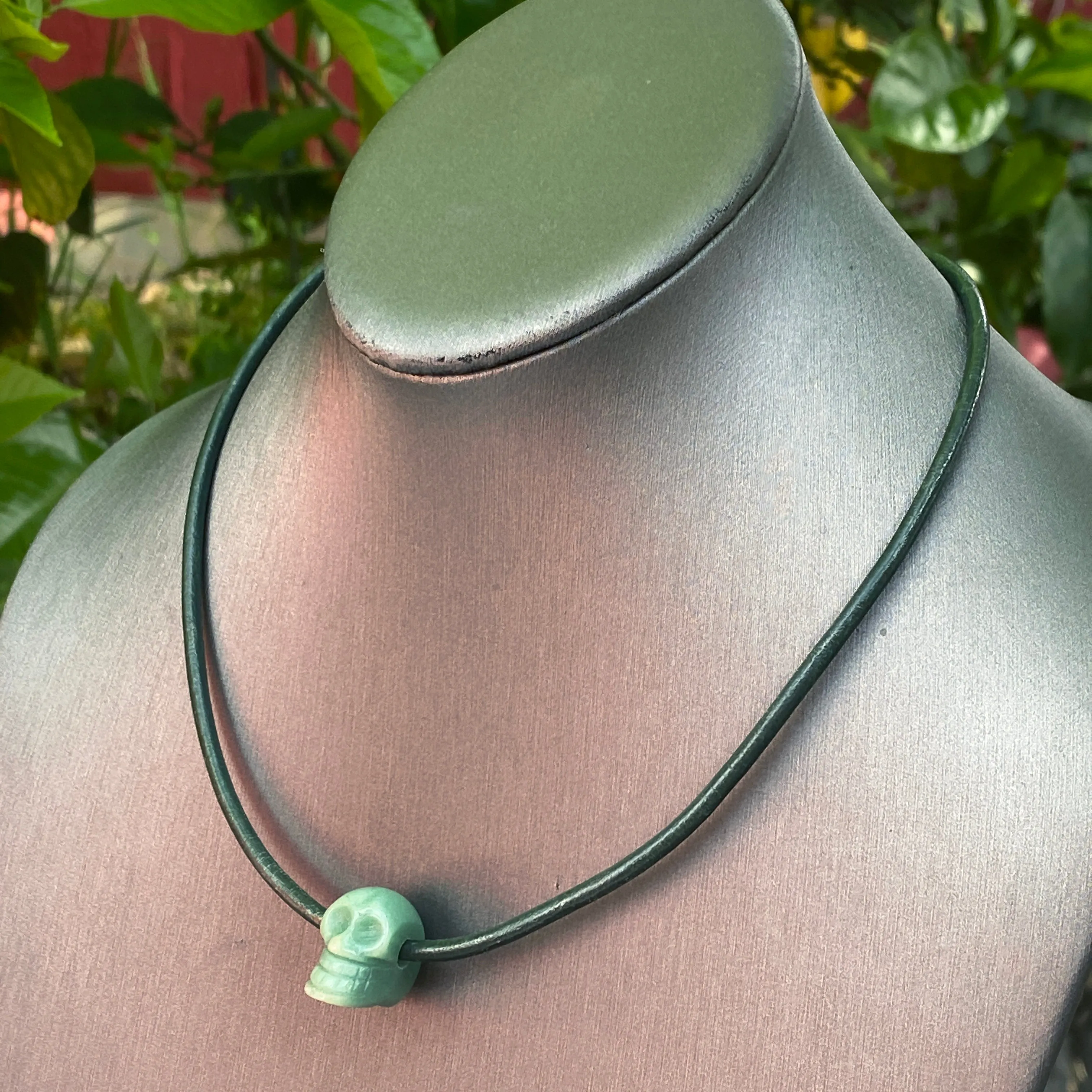 Green Aventurine Skull Necklace