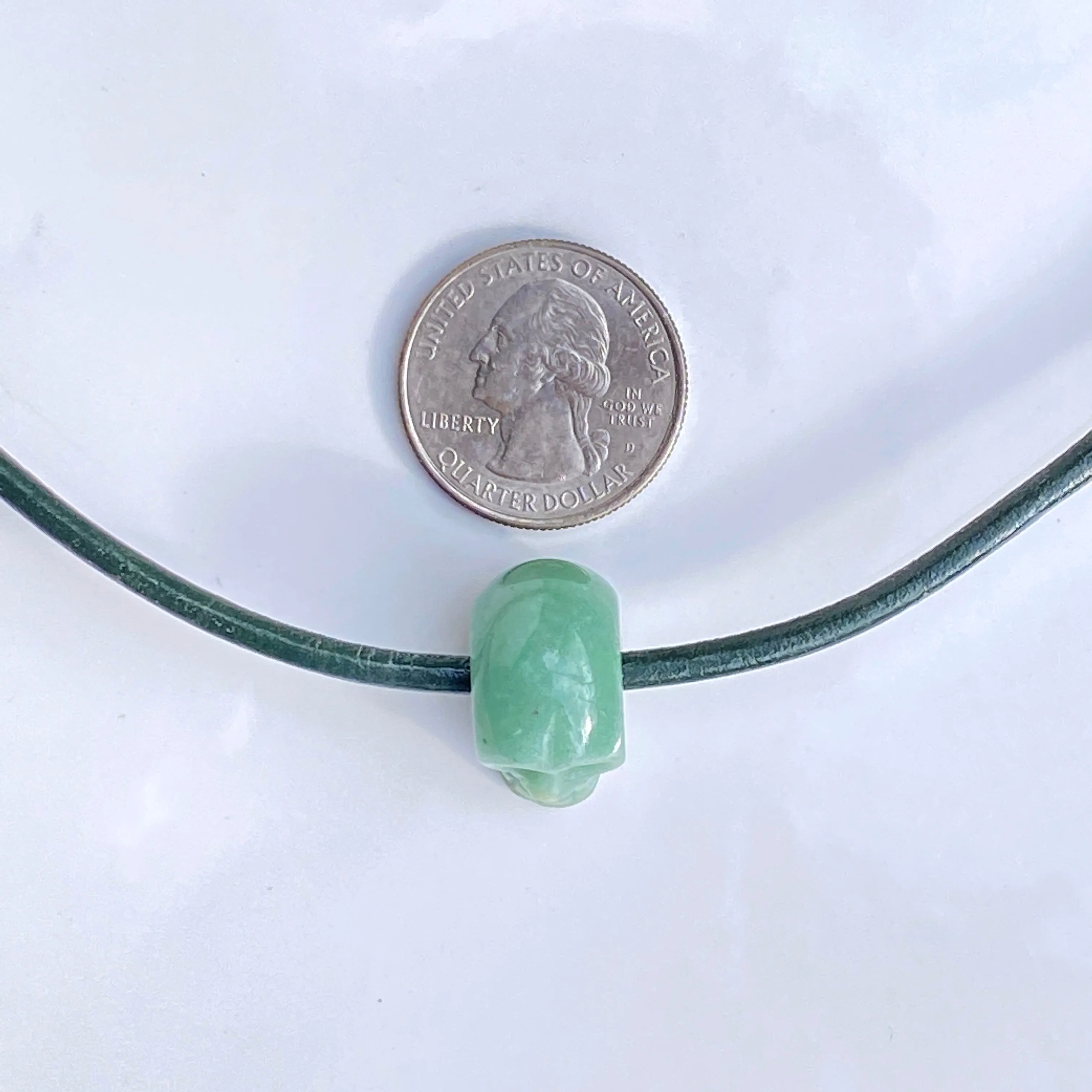 Green Aventurine Skull Necklace