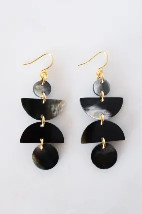 Ha Giang Geometric Buffalo Horn Dangle Earrings