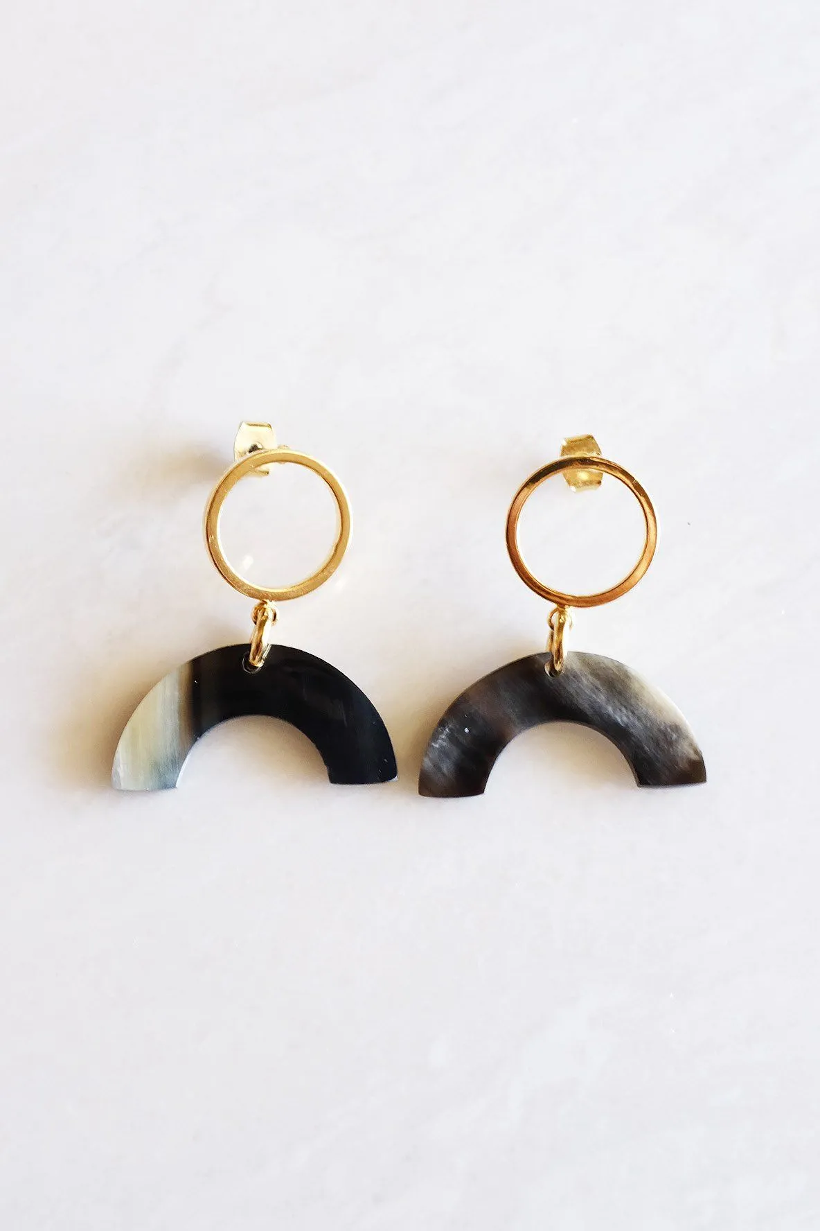 Hanh Tinh Geo Icon Buffalo Horn Post Earrings