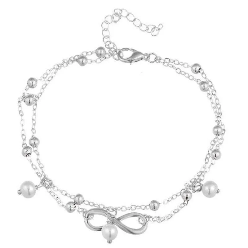 Infinity Beach Silver and White Anklet