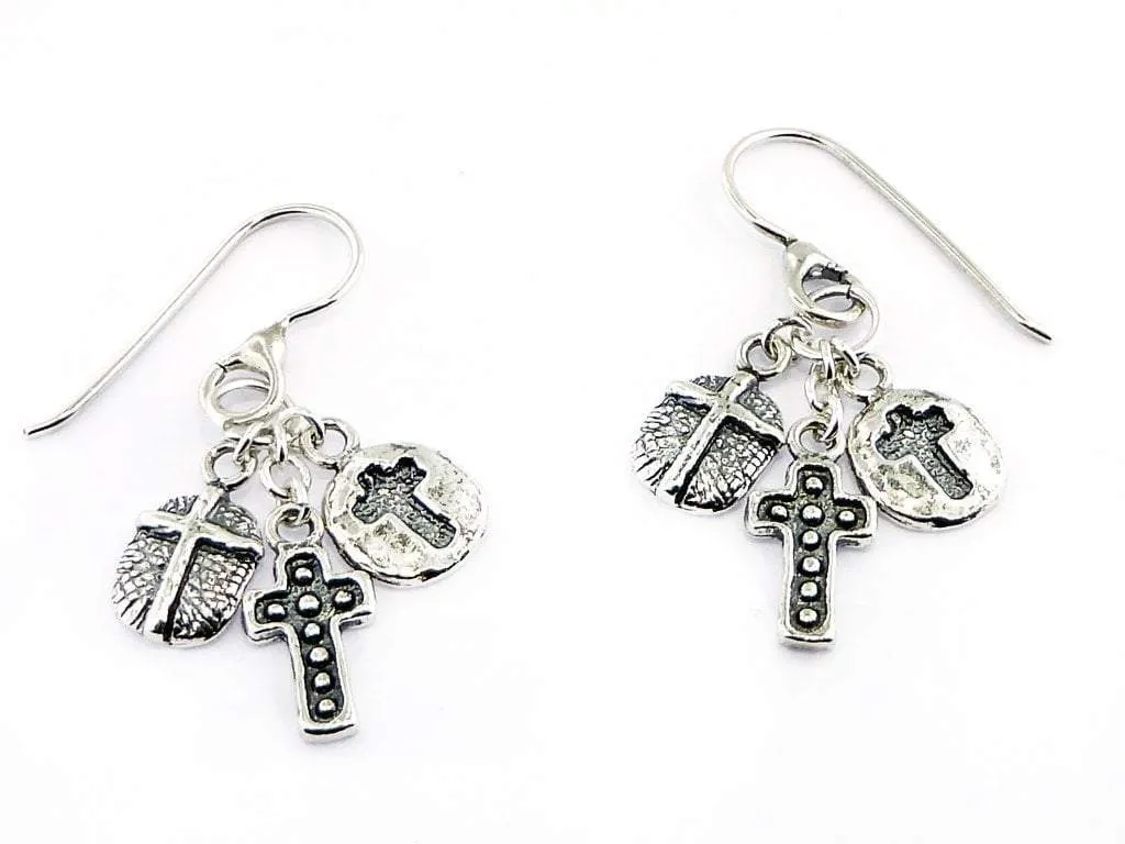 Israeli jewelry designers in silver cross earrings