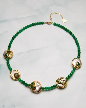 Jade Pearl Disc Choker